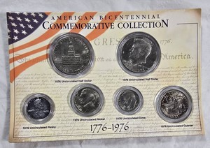 American Bicentennial Coin Collection  6 Coins with Two 17761976 Kennedy Half Dollars