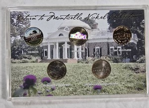 2006 Jefferson Nickel Collection  5 Coins, Colorized, Holographic, 24KT Gold-Plated, P & D