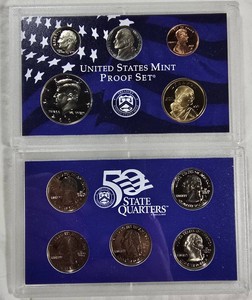 2001 U.S. Mint Proof Set  10 Coins with 5 State Quarters & Original Packaging