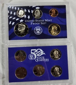 2003 U.S. Mint Proof Set  10 Coins with 5 State Quarters, Original Packaging & COA