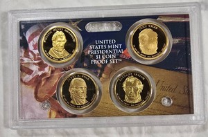 2009 U.S. Mint Presidential $1 Coin Proof Set  Harrison, Tyler, Polk & Taylor with COA