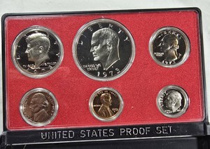 1973-S U.S. Mint Proof Set  6-Coin Eisenhower Dollar, Kennedy Half & More  Original Envelope