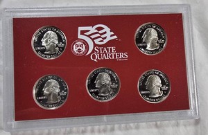 2007-S U.S. Mint 50 State Quarters Silver Proof Set  5-Coin 90% Silver  COA & Original Box