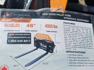 2026 - Unused - WOLVERINE - Pallet Fork Hydraulic Adjustable - PFA-11-3300G