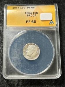 1954 US PROOF ROOSEVELT DIME ANACS PF66