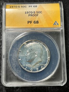 1970-S PROOF KENNEDY HALF DOLLAR ANACS PF68