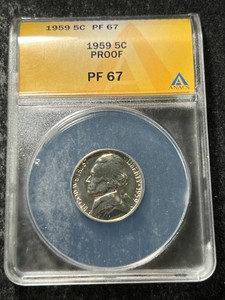 1959 US PROOF JEFFERSON NICKEL ANACS PF67