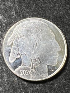 1 TROY OZ .999 FINE SILVER BUFFALO INDIAN ROUND