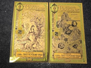 2 GOLD BACKS 11000TH TROY OZ 24K GOLD EACH