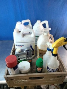 Lot of cleaning chemicals
