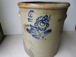 Salt Glaze #6 Crock, Damaged