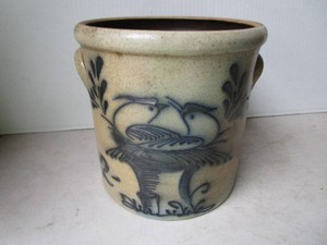 Red Wing Pottery Salt Glaze #2 -Cobalt Nesting Birds & Floral