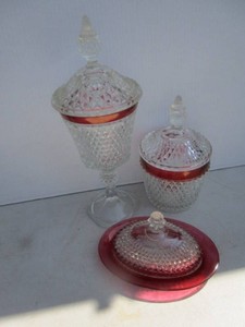 Indiana Glass Diamond Point Ruby Pieces