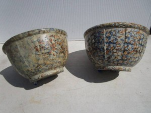 Spongeware Paneled Bowls