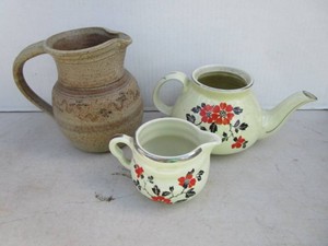 Hand Thrown Pottery, Halls Creamer & T-Pot