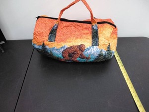 Quilted Bigfoot Sasquatch Mountain Sunset Weekender Duffel Bag