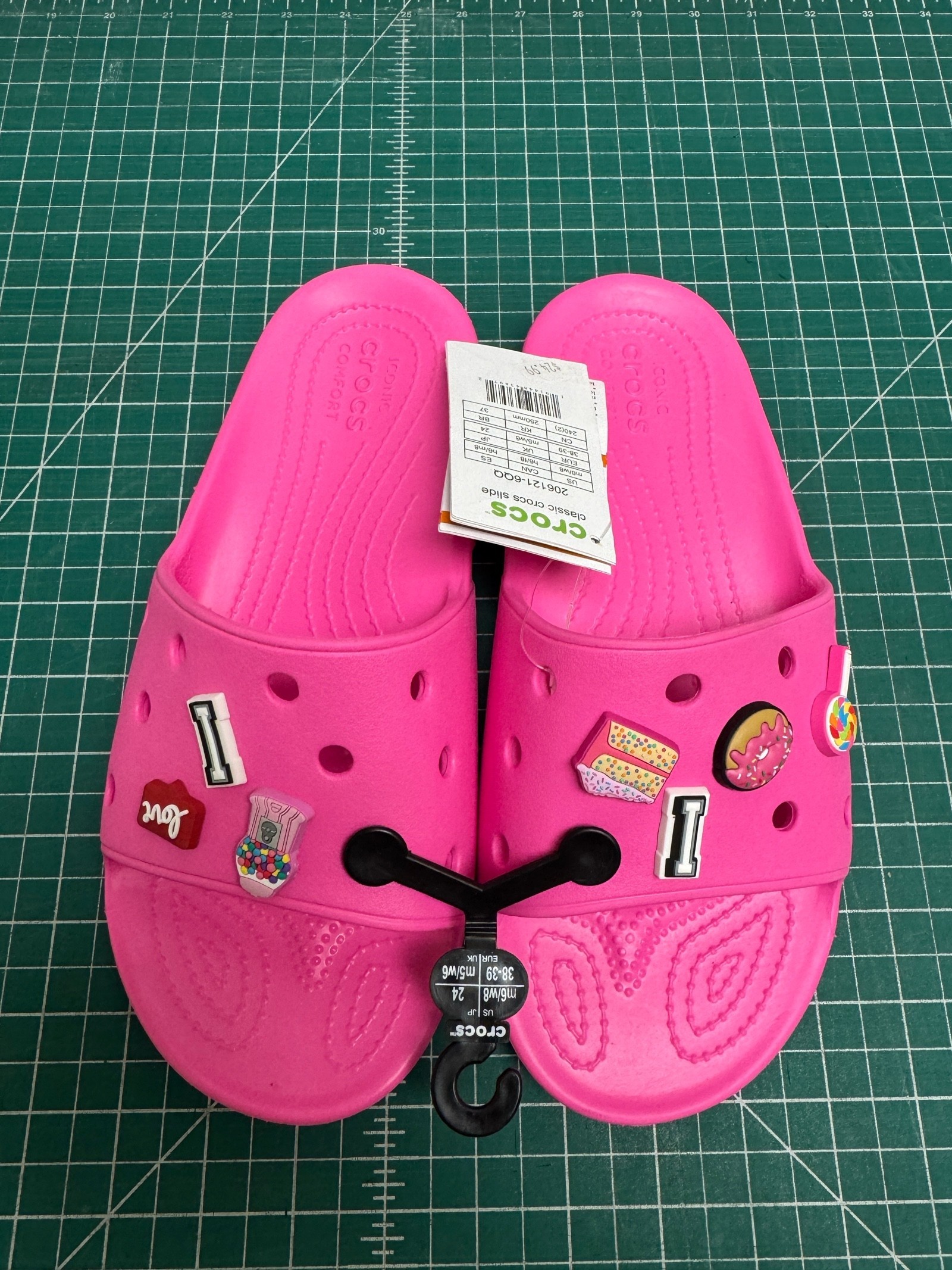 Crocs Classic Slide W 206121 6QQ Flip-Flops Electric Pink W 8.0 New