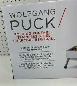 New Wolfgang Puck Portable Stainless Steel Charcoal BBQ Grill
