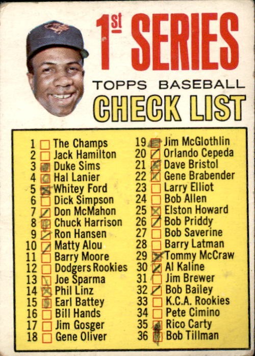 1967 Topps - 1st Series Checklist Frank Robinson (CHECKED ON BACK)