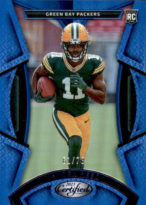 2023 Panini Certified - Rookies Jayden Reed #123 Mirror Blue 75 (RC) Rookie