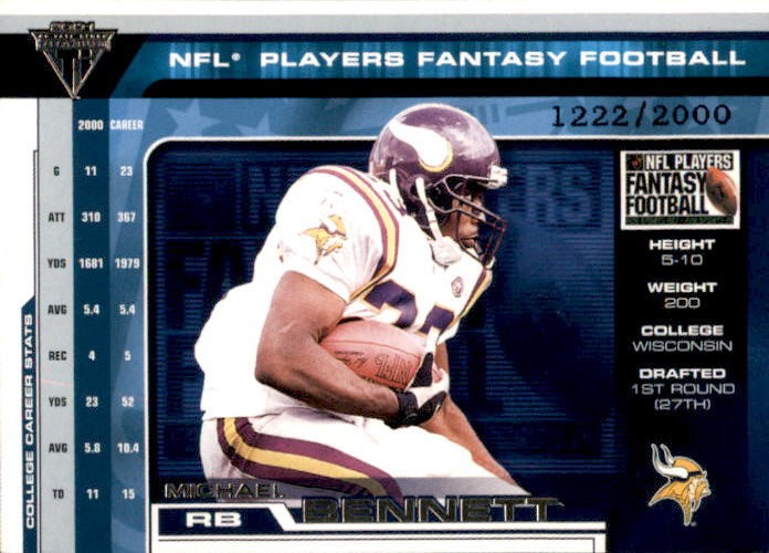 2001 Pacific Titanium Michael Bennett Rookie Card Serial #d 2000