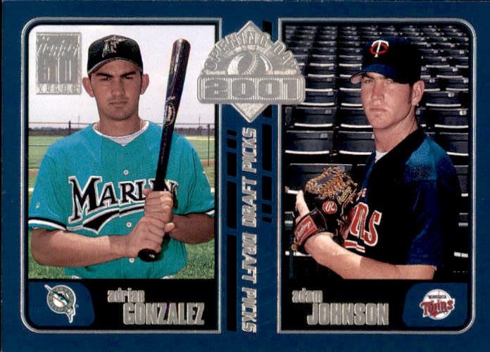2001 Topps Adrian Gonzalez Rookie Card With Adam Johnson from Minnesota Twins