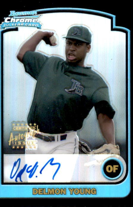 2003 Bowman Chrome Autograph Rookie Card Delmon Young