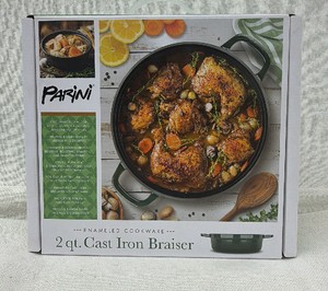 Brand New Parini enamel cookware 2 quart cast-iron braziser