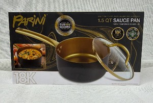 Brand New Parini golden chef cookware collection 1.5 quart saucepan with tempered glass lid