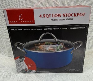 Brand New  Emeril Lagasse 4.5 quart low stock pot premium ceramic nonstick