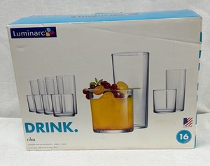 Brand New  Luminarc 16 piece glass drinkware set