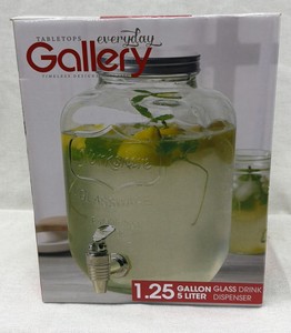 Brand New Everyday gallery 1.25 gallon 5 L glass drink dispenser