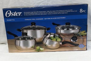 Brand New Oster eight piece stainless steel cookware set