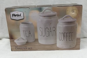 Brand New Parini three-piece ceramic canister set