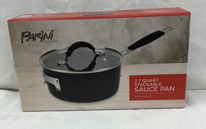 Brand New Parini cookware 2.7 quart stackable sauce pan with glass lid