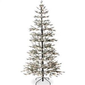 Brand New 6 ft. Black Pre-Lit Flocked Sparse Artificial Christmas Tree with 200 LED Lights, Cordless Connection, and Metal Stand