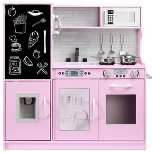 Brand New Wooden Play Kitchen for Kids with Accessories, Pretend Cooking Set, Ages 3 - Pink