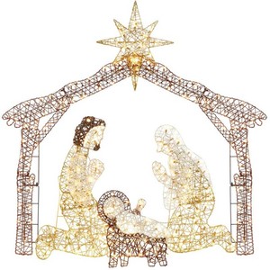 Brand New Lighted Christmas Nativity Scene Outdoor Decor with LED Lights - 6ft