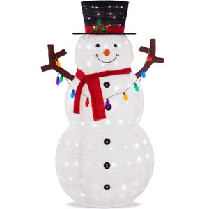 Brand New Lighted Pop-Up Snowman Outdoor Christmas Decoration w LED Lights 5ft