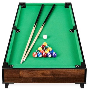 Brand New Tabletop Billiard Set, Pool Arcade Game Table w 2 Cues, Storage Bag - 40in