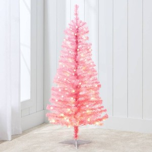 Brand New Pre-lit Colorful Mini Spruce Christmas Tree w LED Lights - 4ft- pink