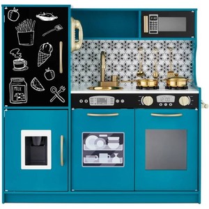Brand New Wooden Play Kitchen for Kids with Accessories, Pretend Cooking Set, Ages 3 - Teal