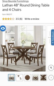 Lathan 48 Round Dining Table set with 4 Chairs