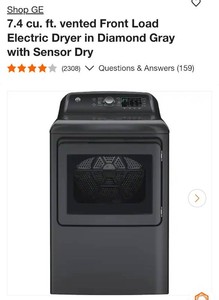 GE 7.4 cu. ft. vented Front Load Electric Dryer in Diamond Gray