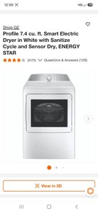 GE Profile 7.4 cu. ft. Smart Electric Dryer in White