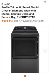 GE Profile 7.4 cu. ft. Smart Electric Dryer in Diamond Gray