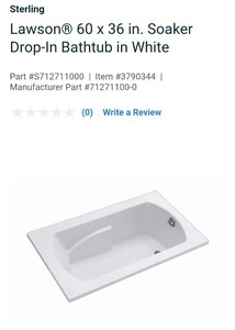 Sterling Lawson 60 x 36 in. Soaker Bathtub