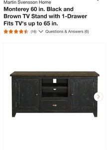 Monterey 60 in. Black and Brown TV Stand