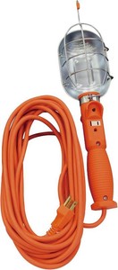 Woods 0691 163-Gauge SJTW Trouble Light with Metal Guard & Outlet 75-Watt 25-Foot Orange
