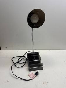 Room Essentials Black Desk Organizer Lamp   USB  Outlet   Adjustable Gooseneck